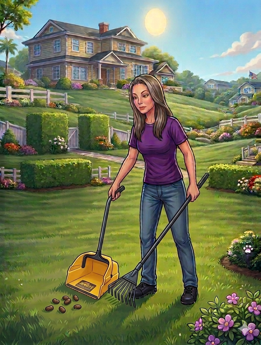 Yard cleanup service illustration banner